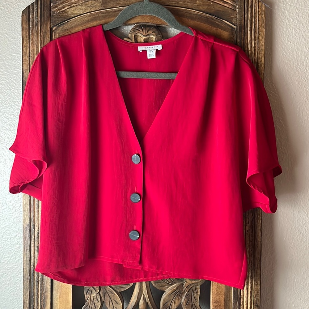 Topshop Dolman Sleeve Button Front Blouse